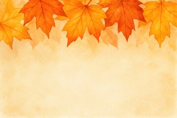 Wall Mural - Autumn maple leaves border warm orange and yellow fall