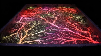 Poster - Colorful, intricate network pattern within a rectangular frame.
