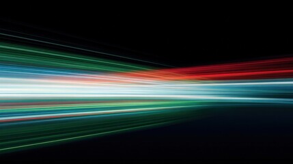 Aufkleber - Abstract colorful light trails in motion creating dynamic streaks of red green blue and white on a black background for digital art and technology themes