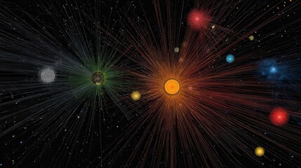 Poster - A representation of celestial bodies and their connections.
