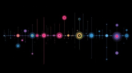 Poster - Abstract graphic design with interconnected circles and lines.