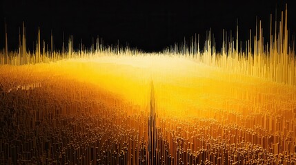Poster - Abstract golden geometric landscape.