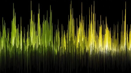 Poster - Abstract graphic design with vertical lines of varying shades of green and yellow.