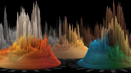 Poster - Multi-colored, abstract, 3d data visualization graphic.