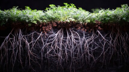 Poster - A detailed close-up view of plant roots and soil.
