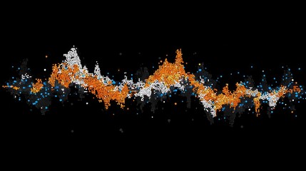 Poster - Abstract design of textured waves in orange, white, and blue.