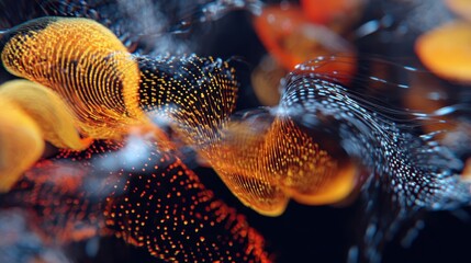 Fototapete - Abstract design with swirling patterns of orange and black.