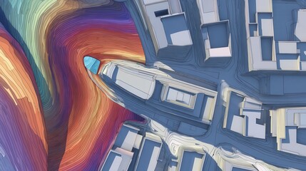 Poster - Architectural cityscapes with abstract shapes.