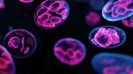 Poster - Close-up view of glowing cells.