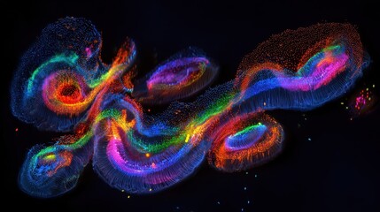 Poster - Abstract swirling patterns of vibrant colors against a dark background.