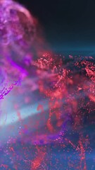 Poster - Animation of moving glowing lights and waves over black background