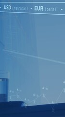 Poster - Animation of financial data processing over glasses of water