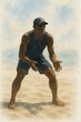 © Bayu - watercolor illustration of beach volleyball