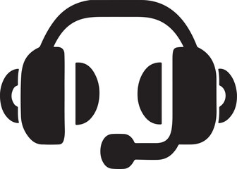 Poster - Headphone Mic Icon, customer service headset, editable outline icon for communication, support center, audio help UI
