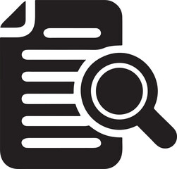 Poster - Document Search Icon, magnifying over file, editable line symbol for data lookup, archive, research and file system UI