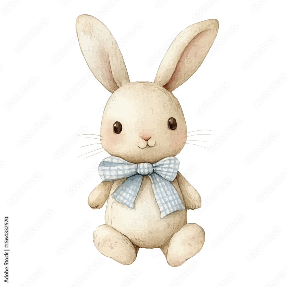 My Watercolor illustration with a cute rabbit painting isolated on a ...