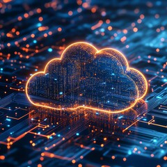 Aufkleber - A cloud on a circuit background symbolizing cloud computing concept  high resolution   for isolate image