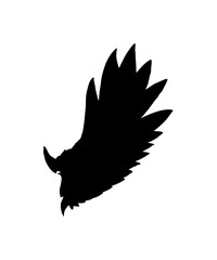 Aufkleber - A stylized black silhouette of a bird's wing, isolated on white background.