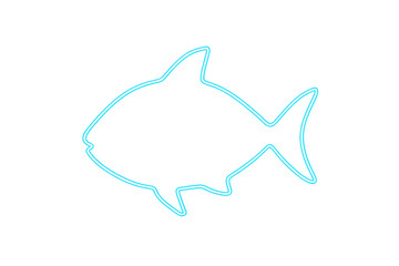 Poster - Glowing neon blue outline of a fish on a transparent background, creating a modern and minimalist aquatic design perfect for digital projects