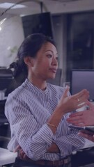 Poster - Animation of data processing over diverse business people in office