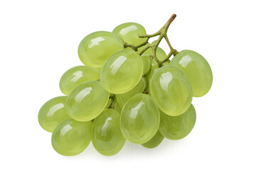 Fototapete - Ripe green grapes clustered together, displaying glossy surfaces and natural freshness against transparent backdrop
