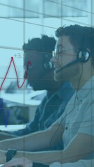 Poster - Animation of graphs forming on grid over group of call centre workers
