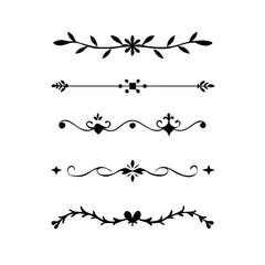 Aufkleber - Text dividers doodle set. Wedding decorative elements. Divider ornament, borders, vintage line separators. Hand drawn vector illustration isolated on white background