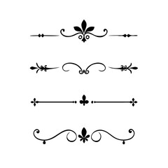 Aufkleber - Text dividers doodle set. Wedding decorative elements. Divider ornament, borders, vintage line separators. Hand drawn vector illustration isolated on white background