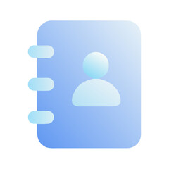 Poster - Vector art of a light blue contact book icon with a person symbol, isolated on transparent background
