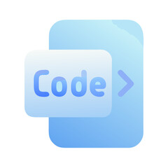 Poster - Vector art of a blue gradient code icon with an arrow, isolated on transparent background