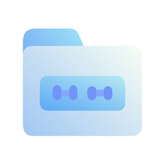 Poster - Vector art of a blue gradient folder icon with a password lock, isolated on transparent background