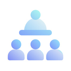 Poster - Vector art of a team meeting icon with a presenter and three attendees, isolated on transparent background