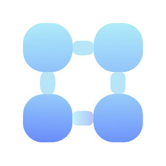 Poster - Vector art of abstract geometric pattern of connected blue gradient circles, isolated on transparent background