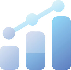Poster - Vector art of a blue gradient bar graph showing upward growth, isolated on transparent background