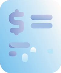 Poster - Vector art of a blue gradient icon of a bill with a dollar sign and lines, isolated on transparent background
