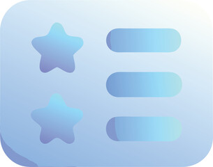 Poster - Vector art of two blue gradient stars with three lines below, indicating a rating, isolated on transparent background