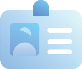 Poster - Vector art of a blue gradient identification card with a profile picture and lines of text, isolated on transparent background