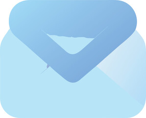 Poster - Vector art of a light blue gradient envelope icon, isolated on transparent background