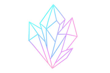 Aufkleber - Crystal glowing with geometric neon lines, radiating contemporary digital aesthetic against transparent backdrop
