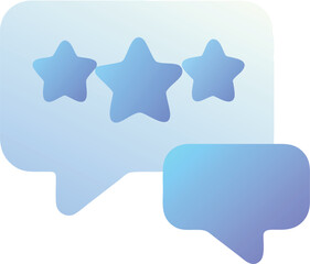 Poster - Vector art of three blue stars inside a speech bubble, indicating a positive review, isolated on transparent background
