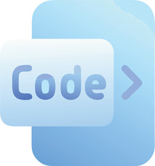 Poster - Vector art of a blue gradient code icon with an arrow, isolated on transparent background