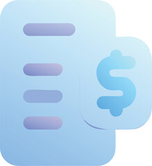 Poster - Vector art of a light blue invoice icon with a dollar sign, isolated on transparent background