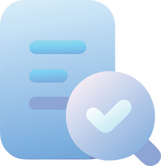 Poster - Vector art of a blue gradient icon showing a document with a check mark, isolated on transparent background
