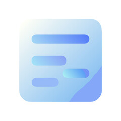 Poster - Vector art of a light blue gradient note icon with lines of text, isolated on transparent background