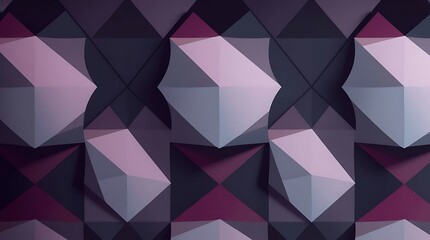 Poster - Abstract 3D Cubes and Pyramids Forming Geometric Seamless Pattern
