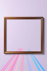 Poster - Abstract golden frame with pastel streamers for artistic presentation