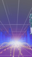 Poster - Man holding a stack of files against 3D city model