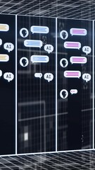 Wall Mural - animation of ai data processing over computer servers