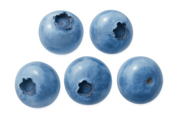 Fototapete - Five ripe blueberries rotating on transparent background, perfect for healthy eating and lifestyle projects
