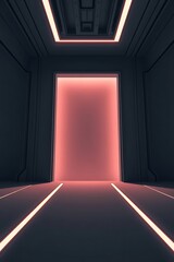 Poster - Futuristic portal of illuminated doorway into enigmatic realm design